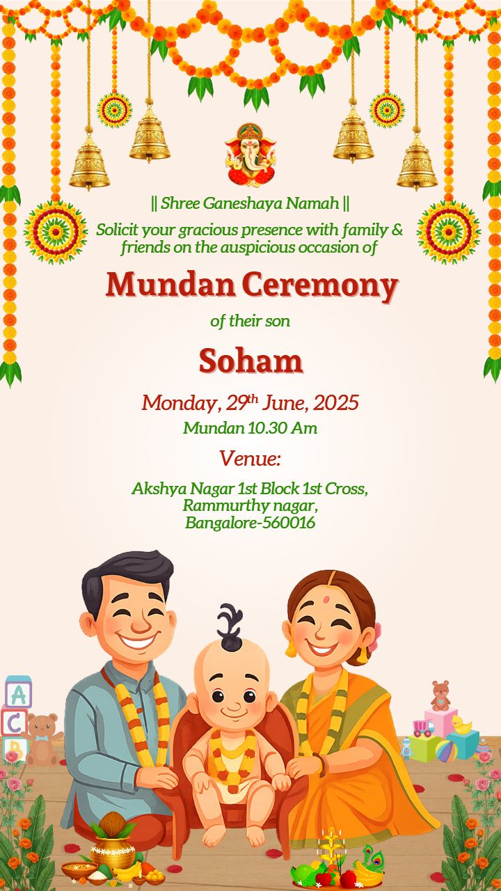 Mundan Ceremony Invitation Video in English for Baby