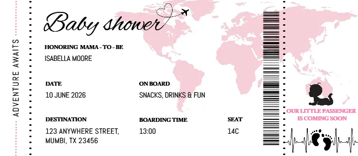 Passport Baby Shower Invitation Travel Theme Design