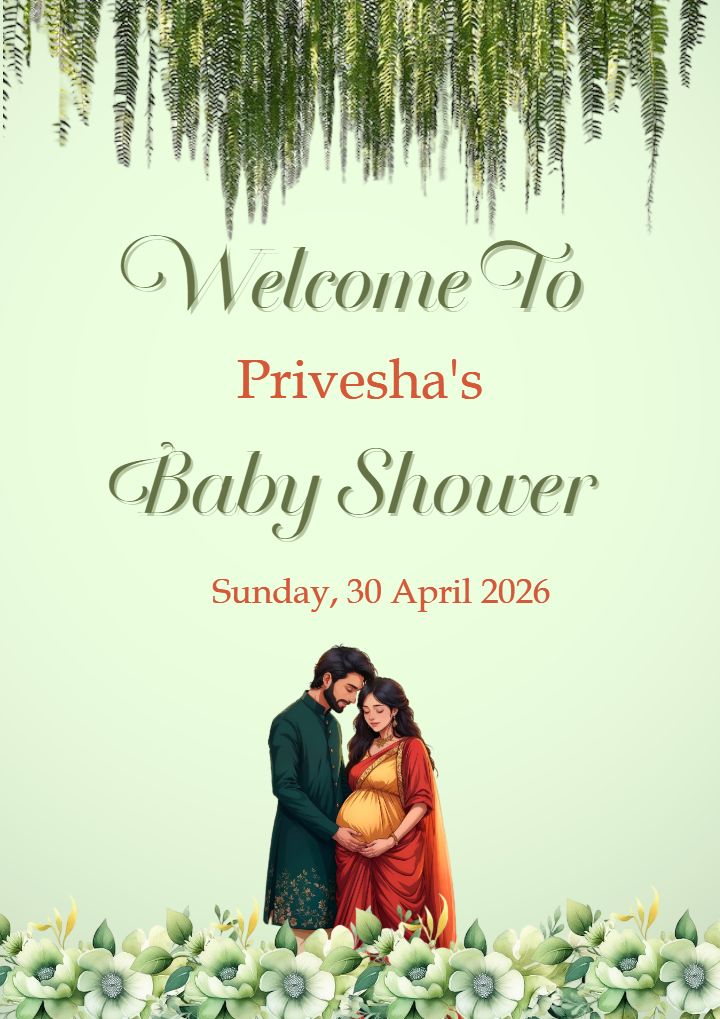 Standy Welcome Board For Baby Shower With Floral Charm