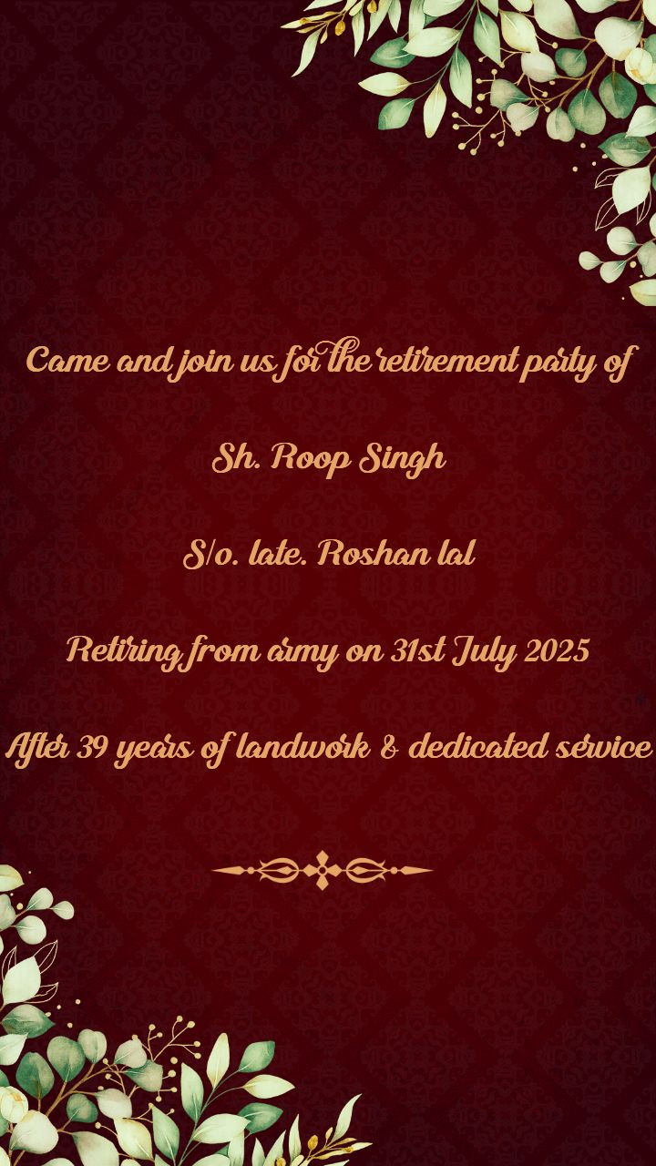 Editable Retirement Party Invitation Card with Royal Theme