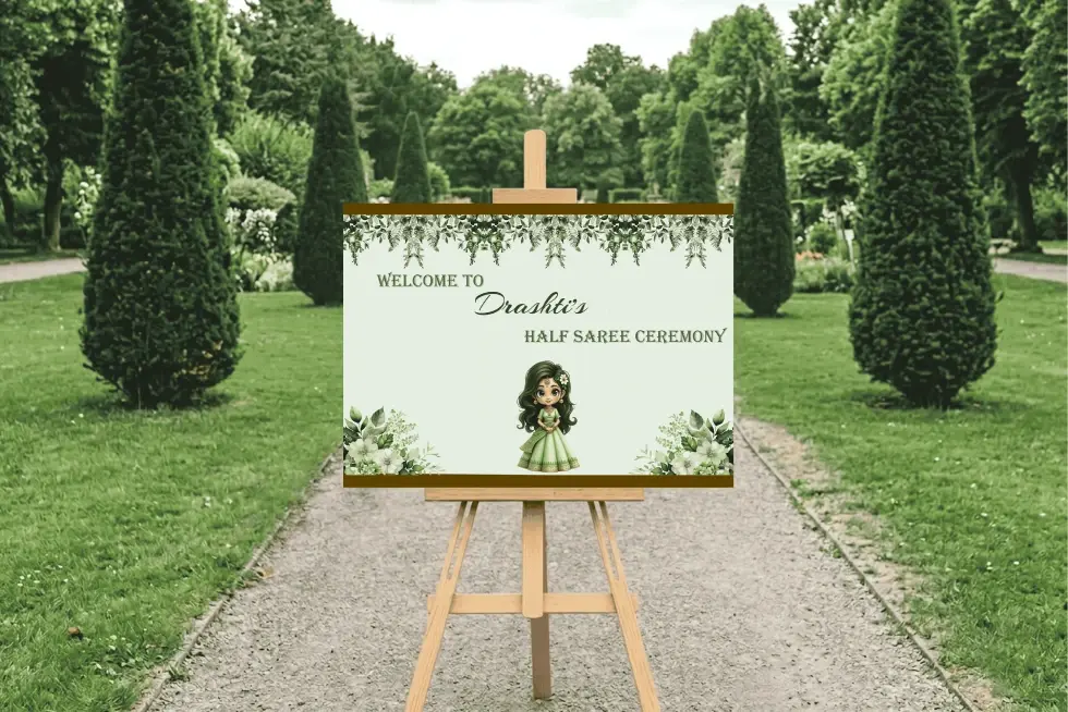 Half Saree Welcome Board for Traditional Celebrations