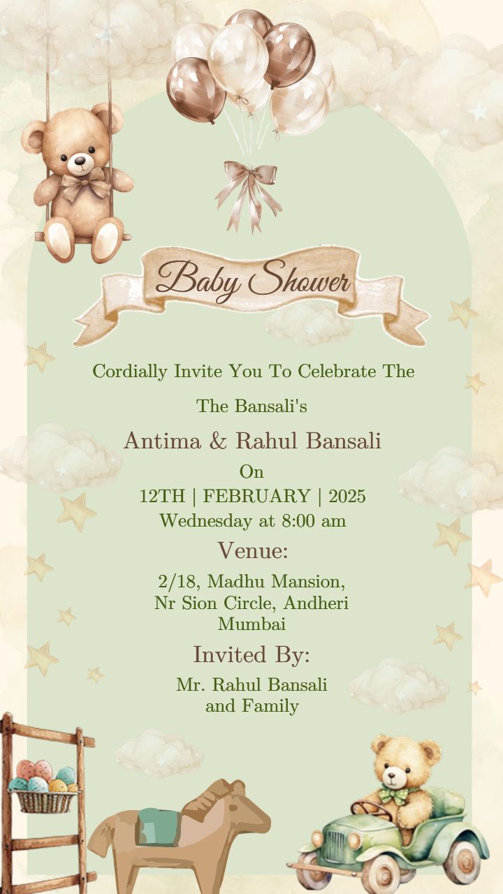 Invitation Video for Baby Shower in English with Cute Theme