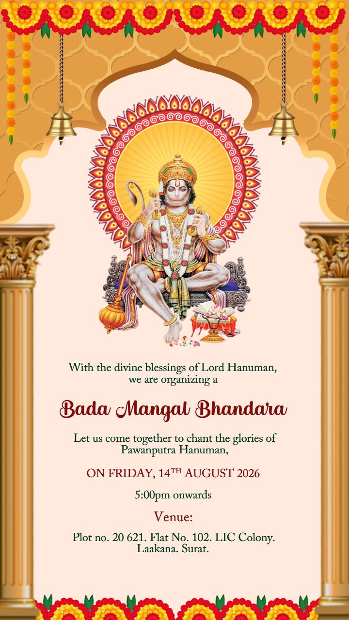 Bada Mangal Bhandara Card Design Editable Online Free