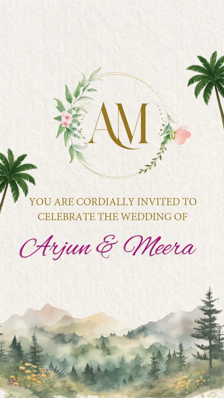 Wedding Invitation Video with Mountain and Forest Art