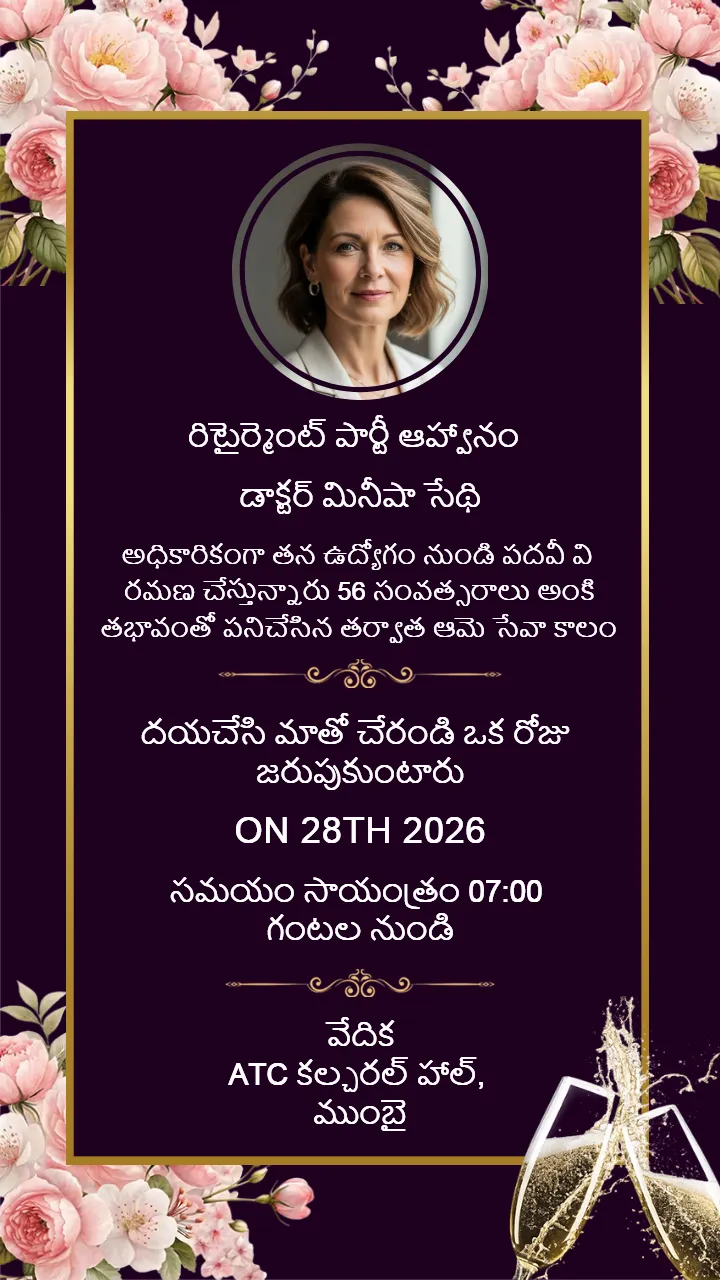 Retirement Invitation Card Kannada Creative Farewell Card