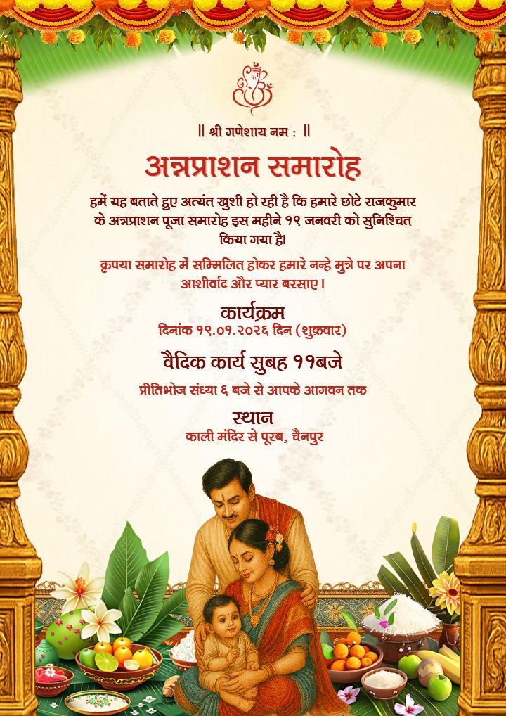Annaprashan Invitation In Hindi With Cultural Theme
