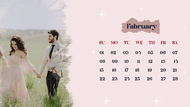 Calender Template For Romantic Couple Photo Memories