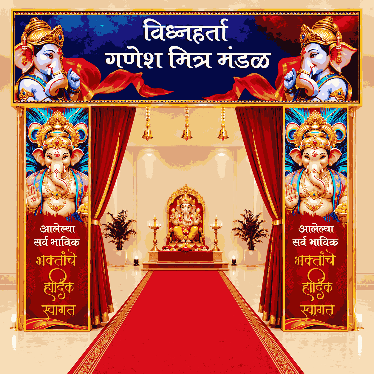 2D Ganpati Mandap Gate Design for Festive Decoration