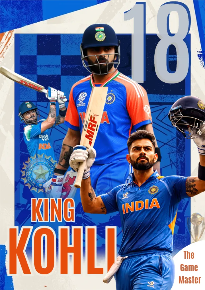 Cricket Batsman Poster Template with Kohli Style Design