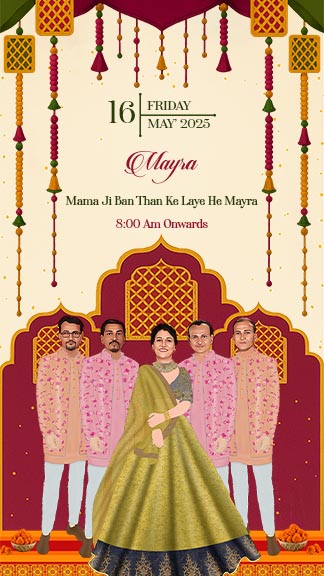 Royal Scroll Rajasthani Wedding Invitation Template Online