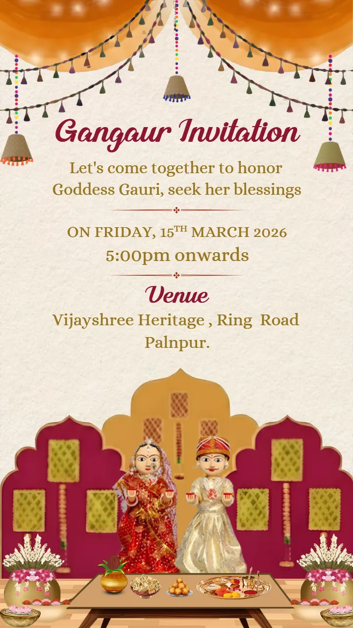 Elegant Gangaur Pooja Invitation in English 2026 Free Design