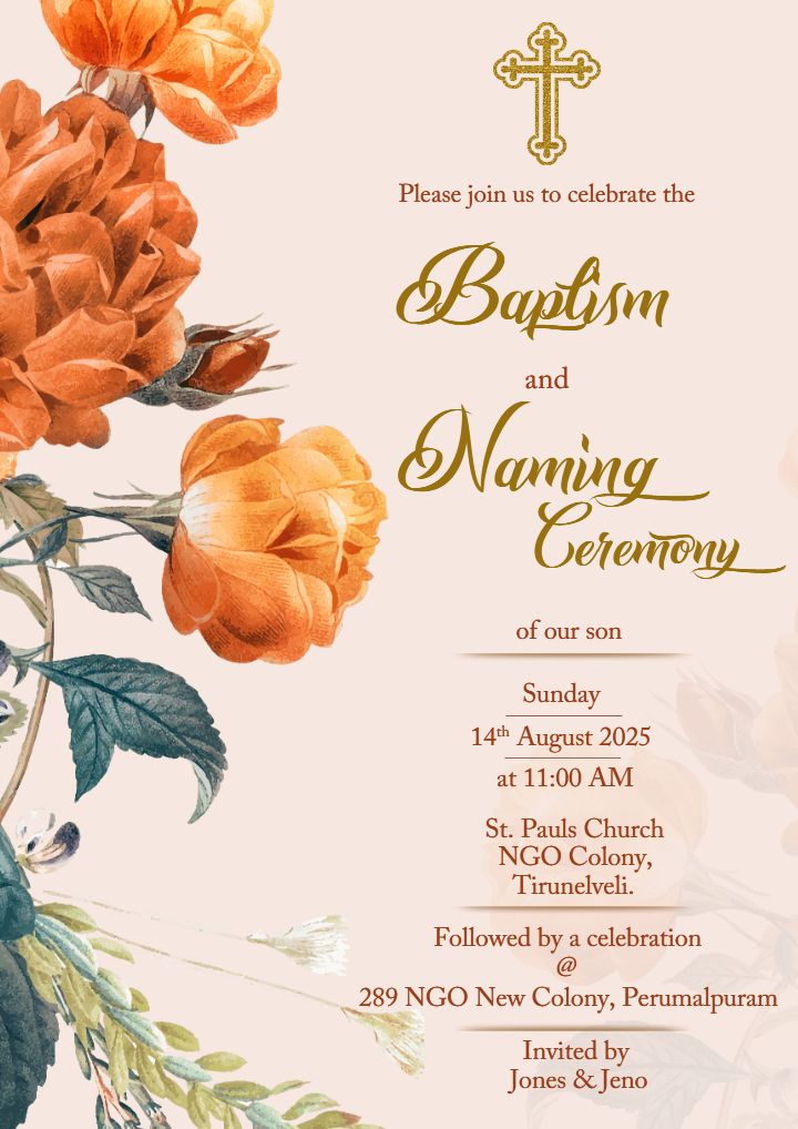 Baptism and Naming Ceremony Invitation Template Modern