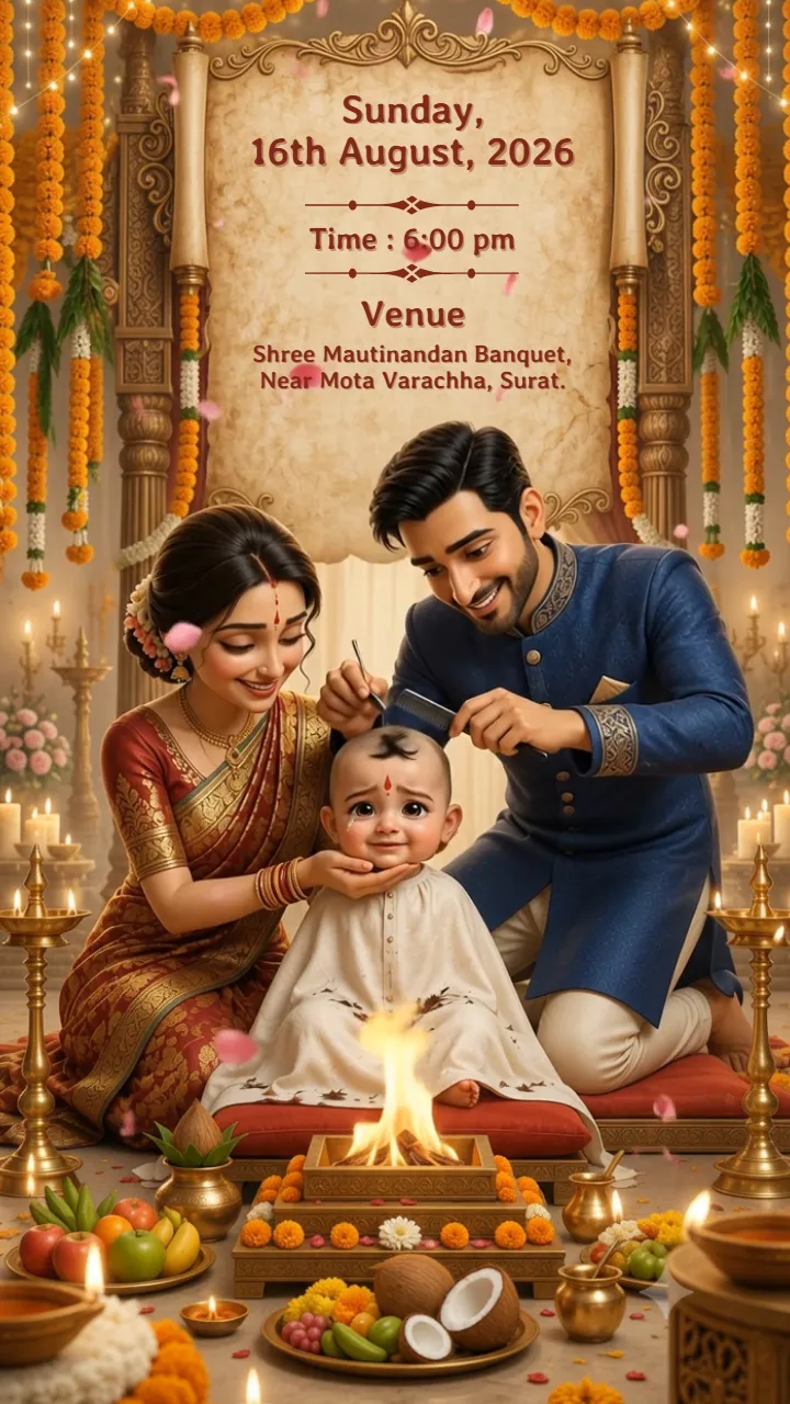 3D Mundan Ceremony Invitation Video With Baby Ceremony