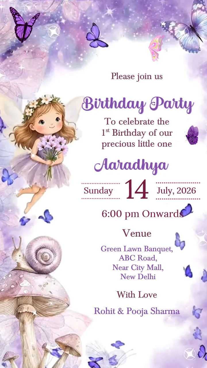 Create Best 3D 1st Birthday Invitation Video in English