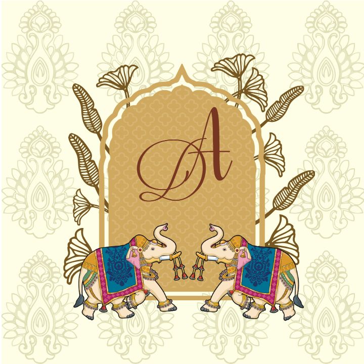 Royal Elephant Themed Wedding Monogram Logo Maker