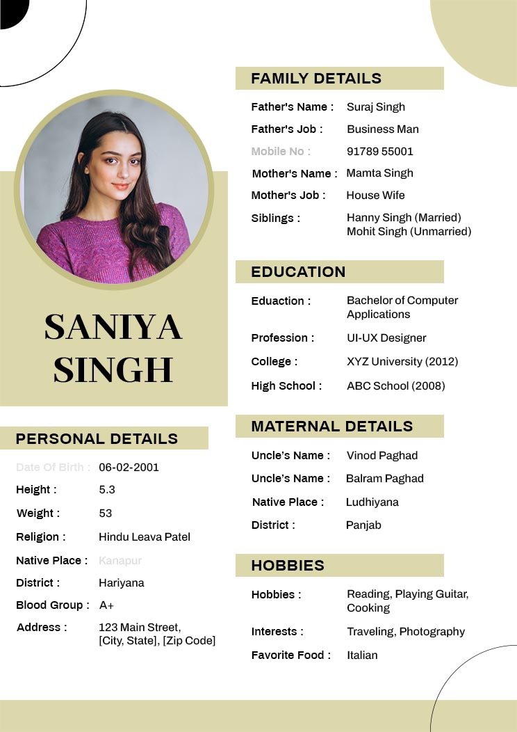 2.6K+ Biodata Templates for Marriage