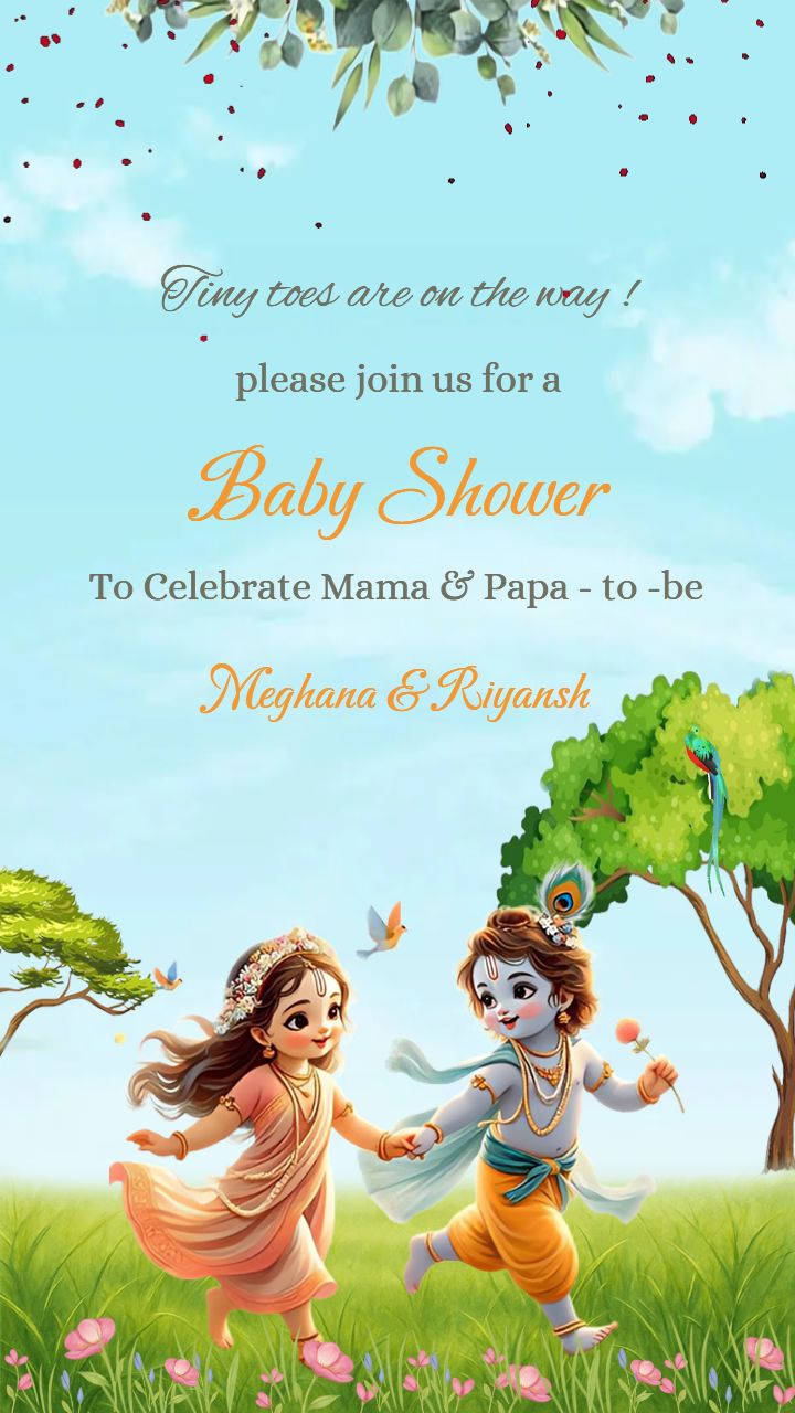 Baby Shower Invitation Video Template with Krishna Theme
