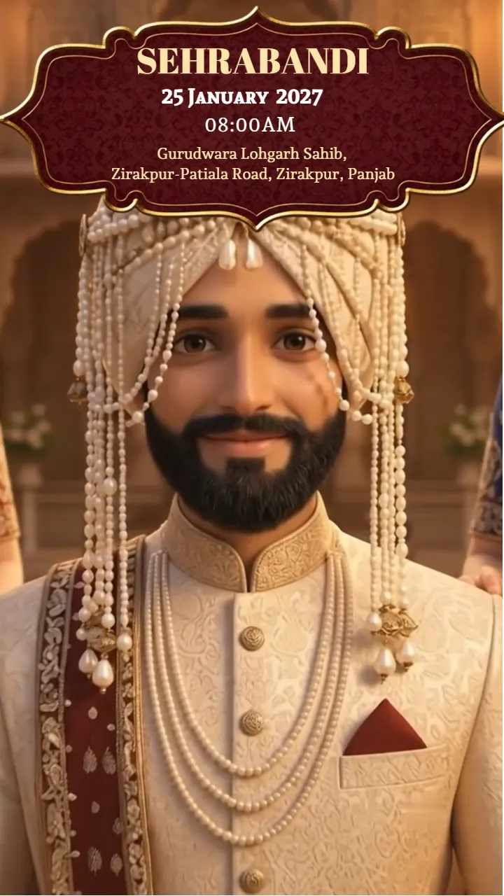Punjabi Wedding Invitation Video in Maroon and Gold Theme