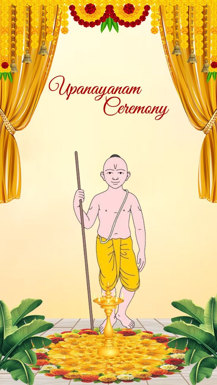 Upanayanam Ceremony Invitation Video in English Gold Theme