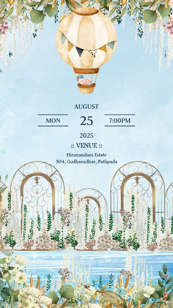 Greenery Baby Shower Invitation Card With Blooms Design