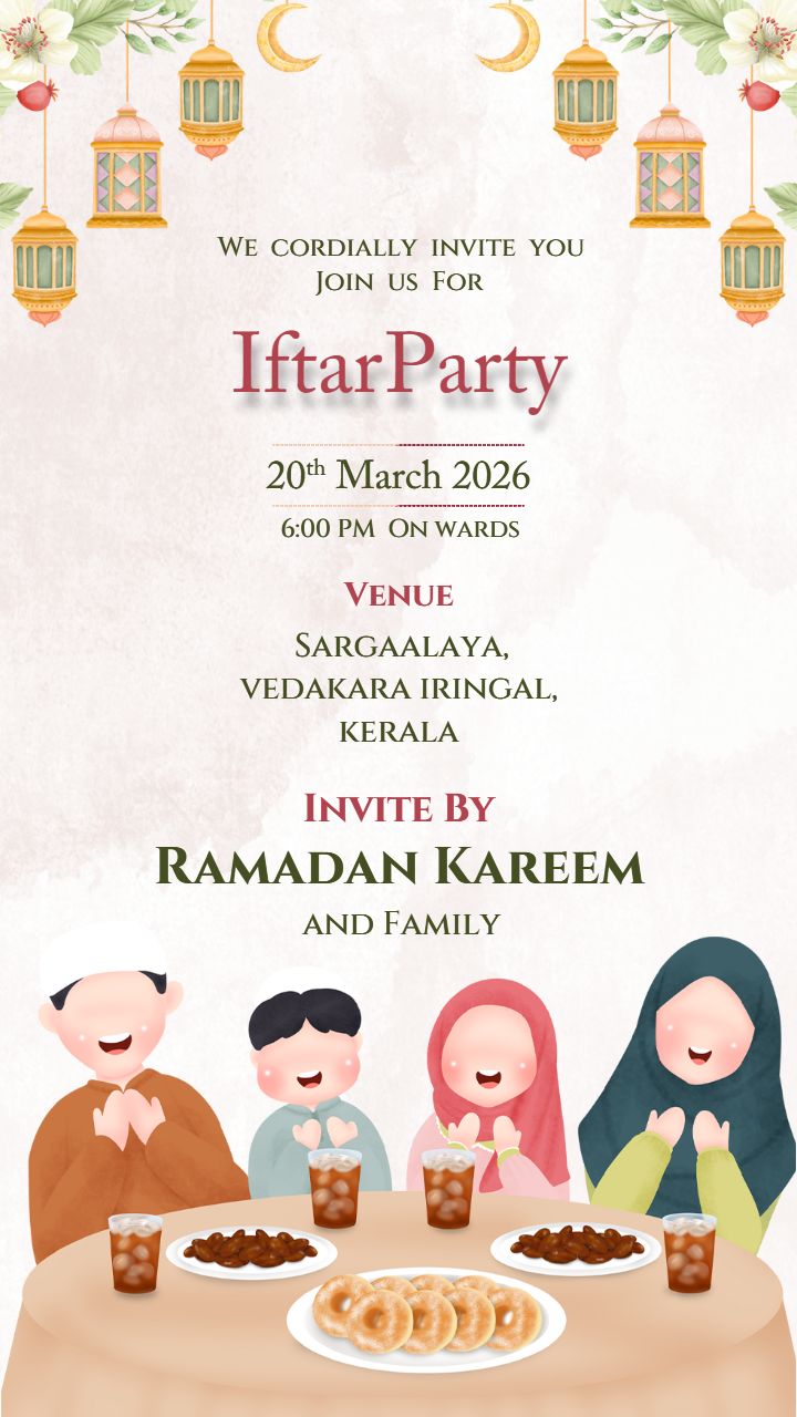 Elegant Iftar Celebration Invitation Template for Loved Ones