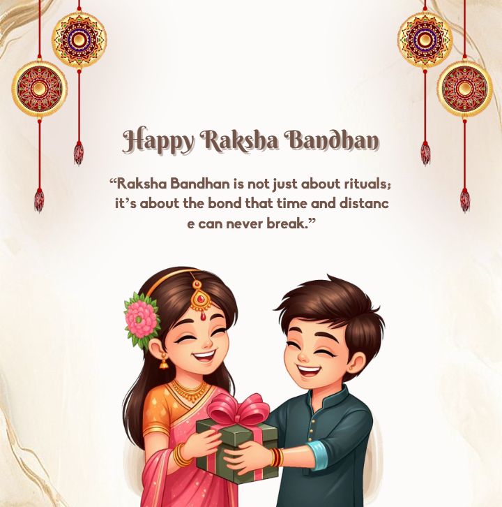 Adorable Happy Raksha bandhan Image with Cute Gift Moment