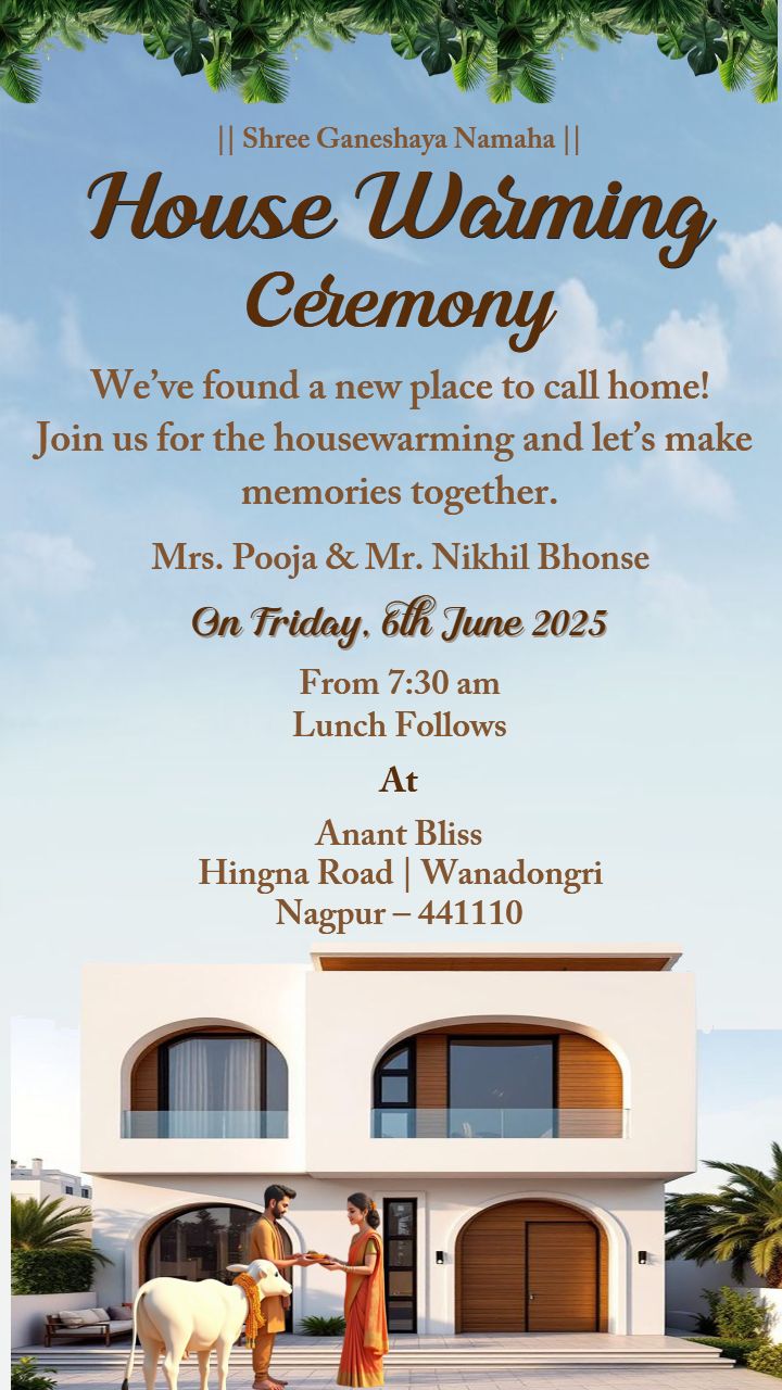 Online Housewarming Invitation With Indian Touch
