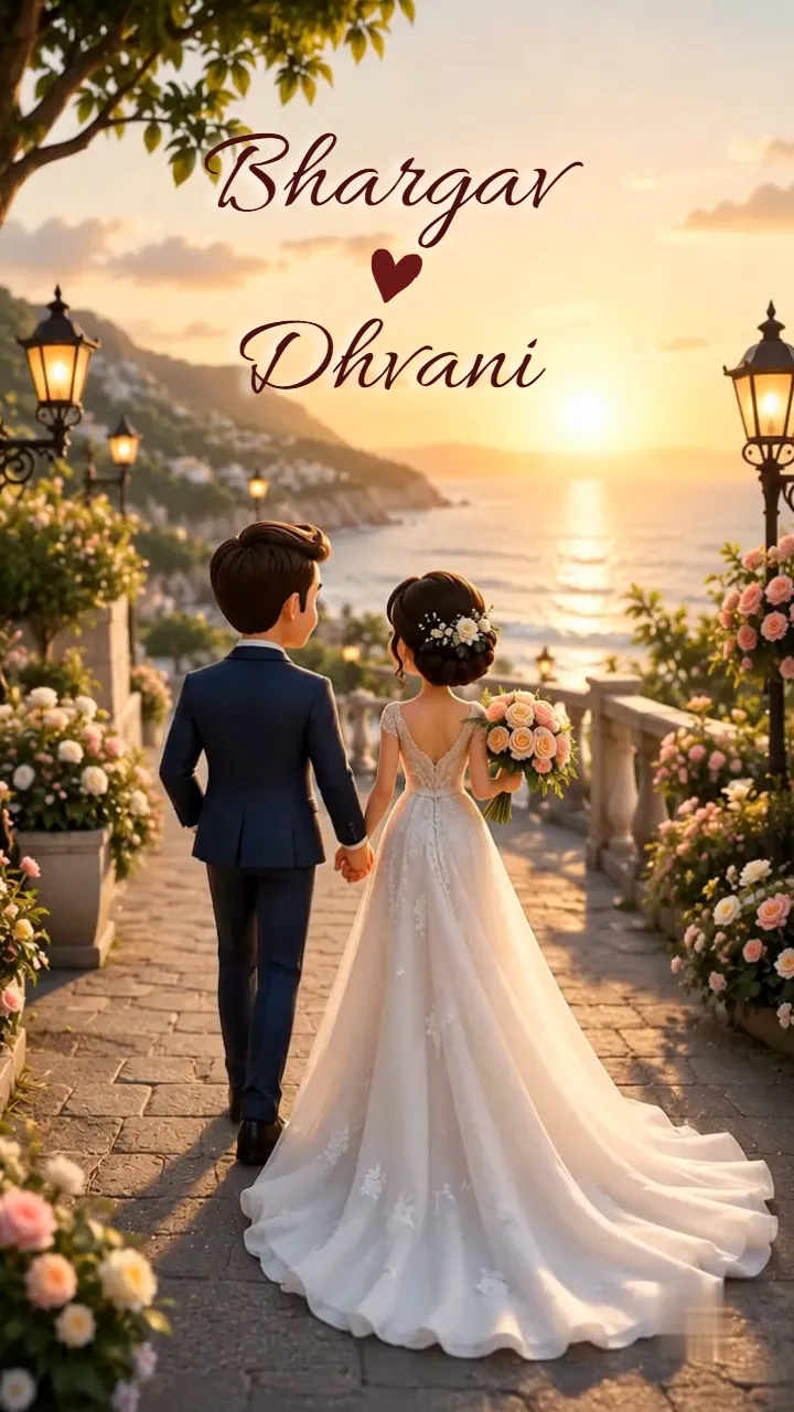 3D Wedding Save The Date Video with Couple Cartoon Theme