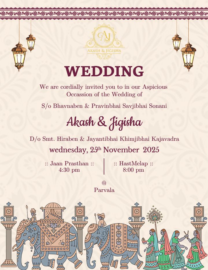 Traditional Rajasthani Style Wedding Invitation Template