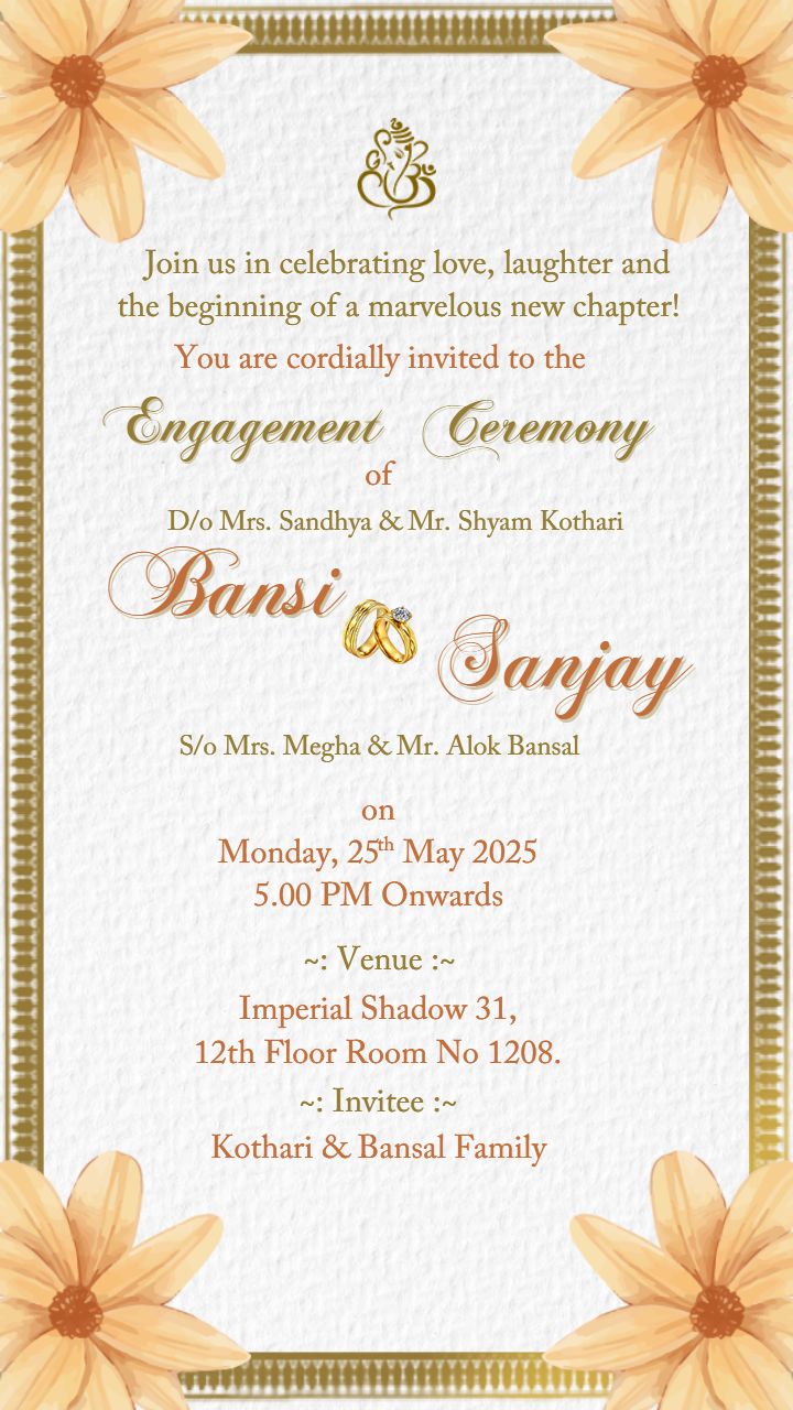 Floral Frame Engagement Invitation Card in Soft Pastel Hues