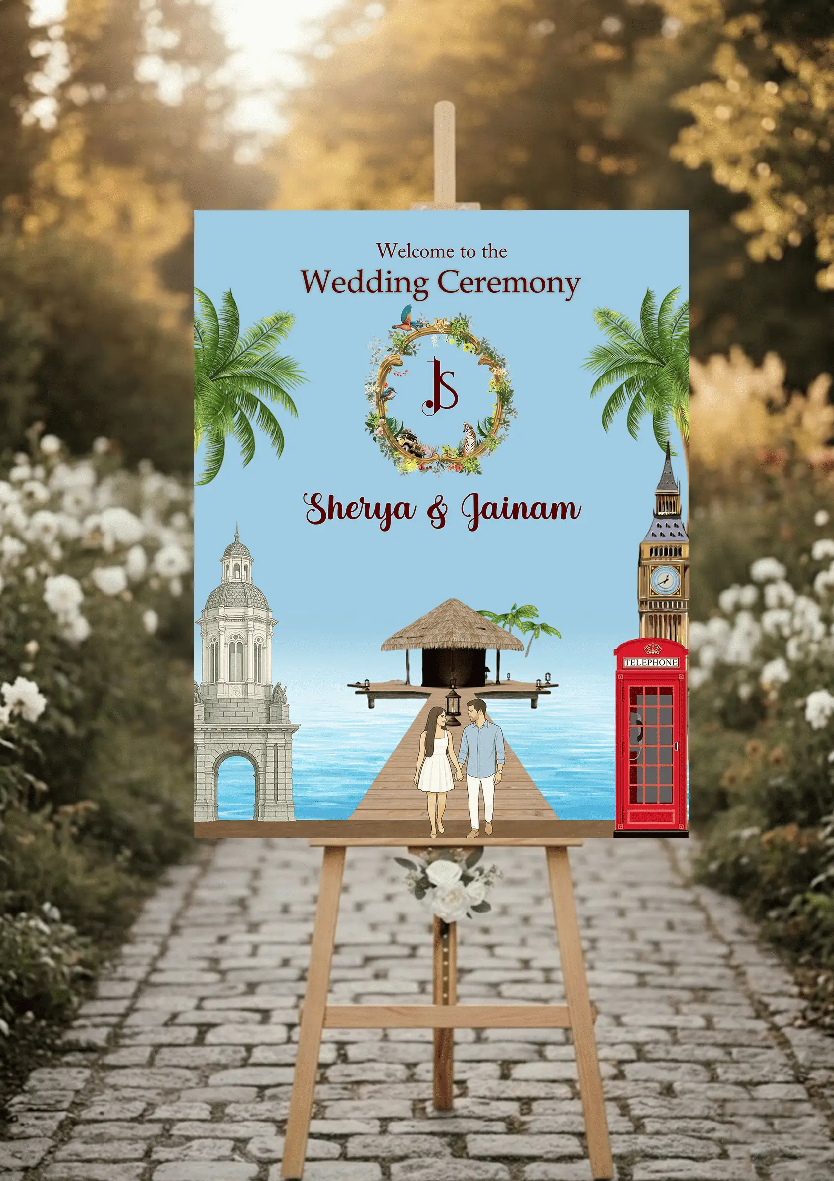 Tropical Wedding Welcome Board for Destination Events