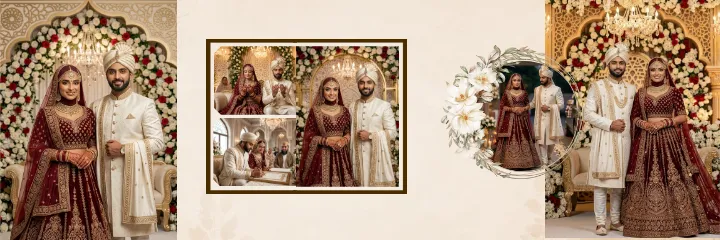 Muslim Wedding Album Luxury Islamic Couple PSD Template