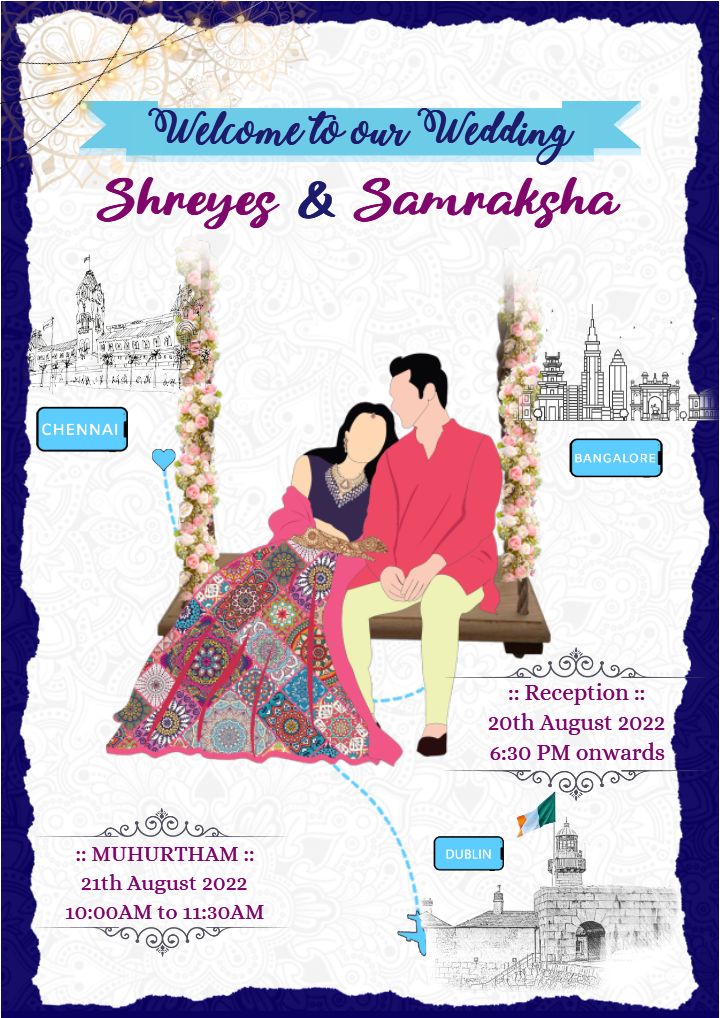 Festive wedding Invitation template with cultural accents