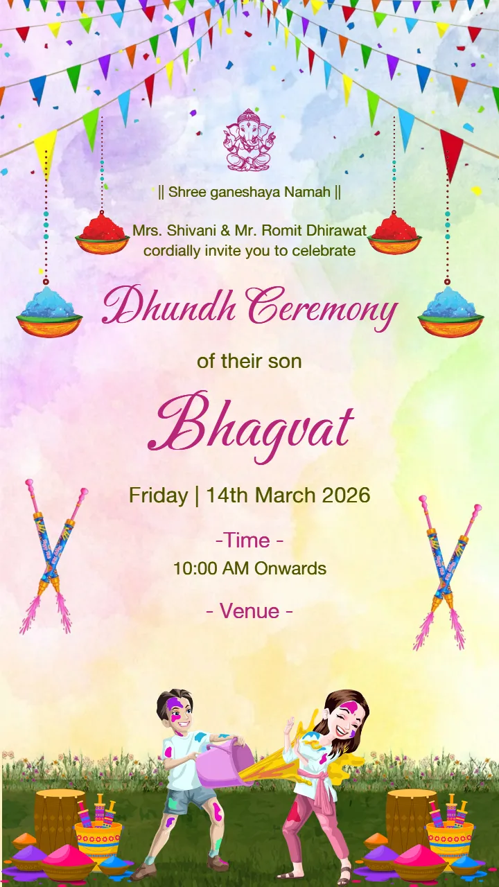 Dhundh Invitation Video in Hindi for Holi Style Event