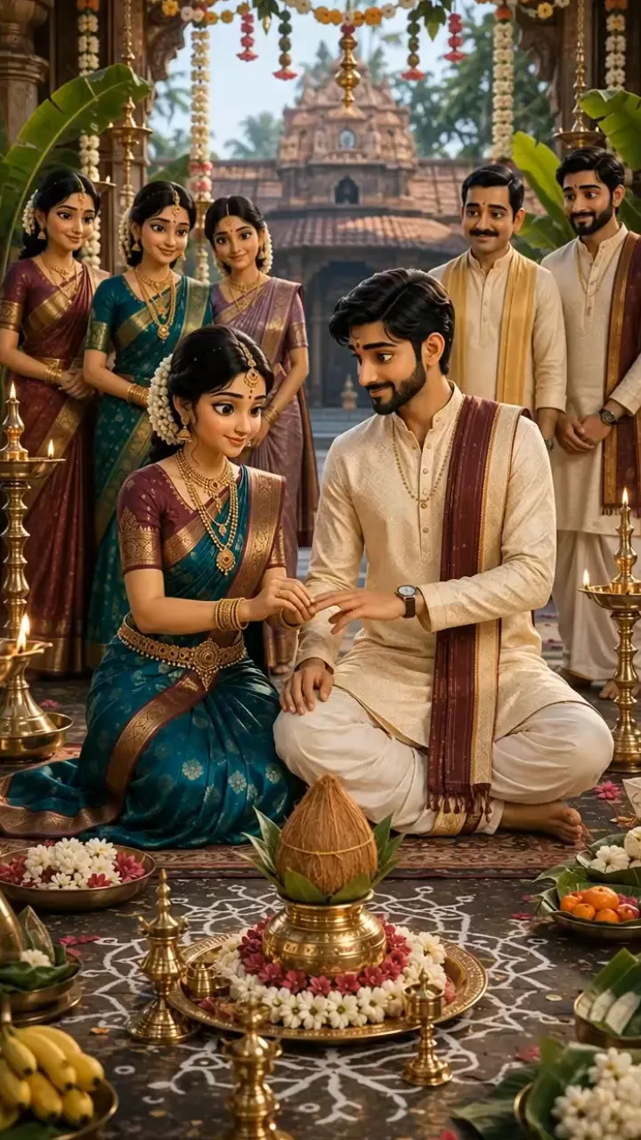 3D Wedding Invitation Video with Traditional Temple Theme