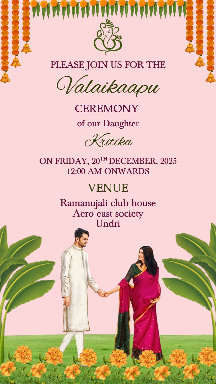 Vibrant Baby Shower Ceremony Invitation Video In Tamil Theme