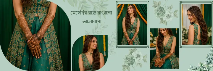 Bengali Wedding Album PSD Templates Mehendi Green Gold HD