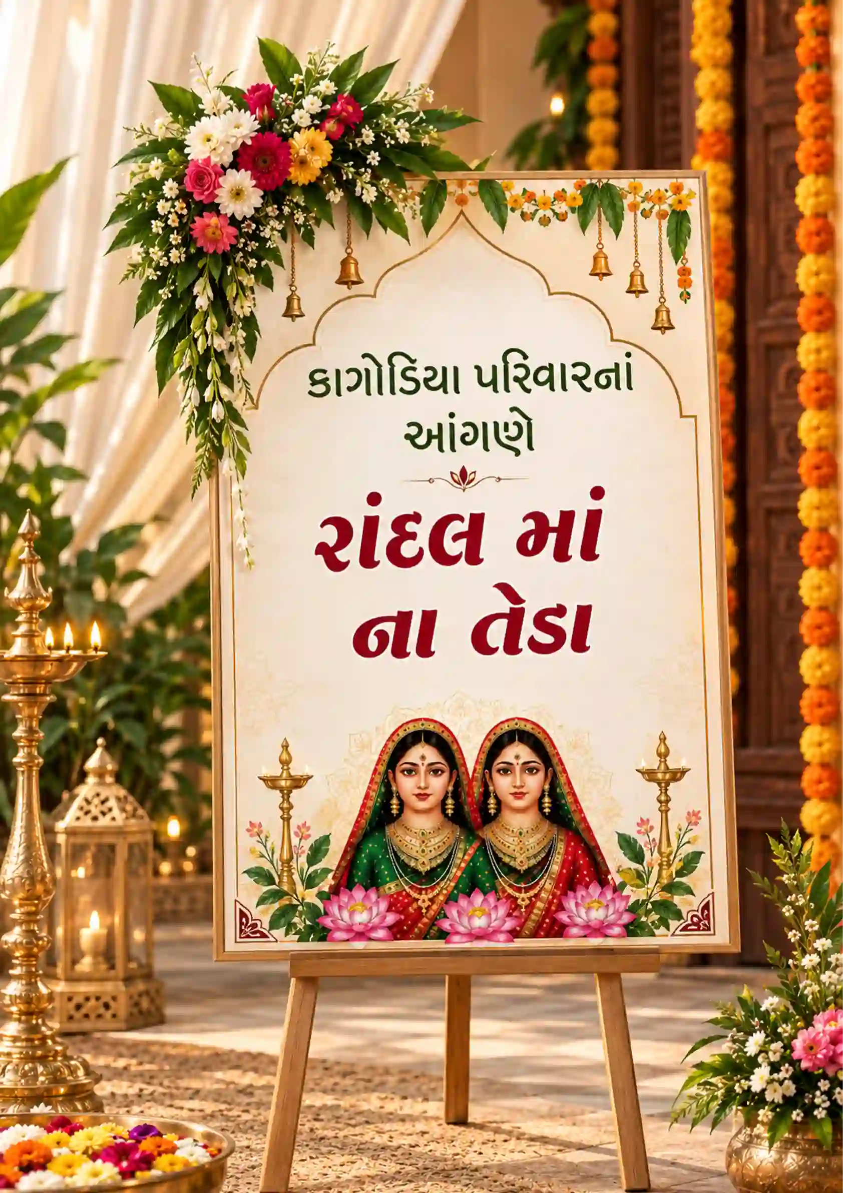 Gujarati Randal Maa Na Teda Welcome Board Template