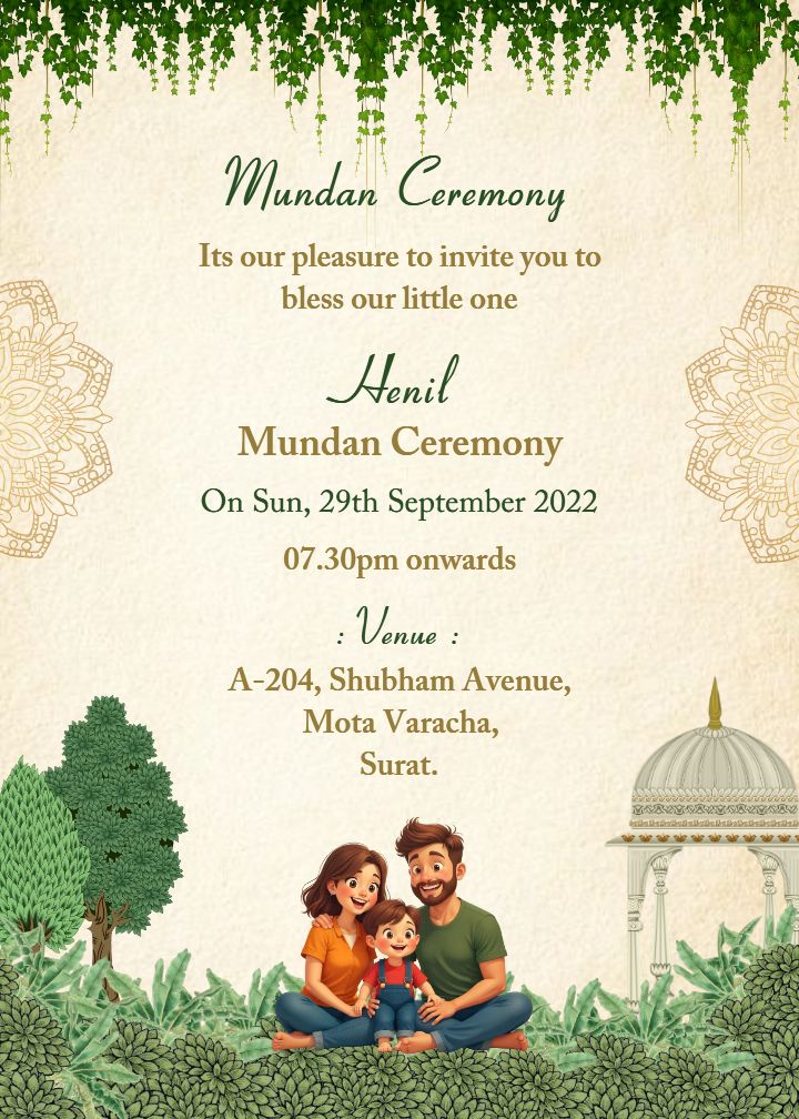 Joyful Online Mundan Function Invite in English