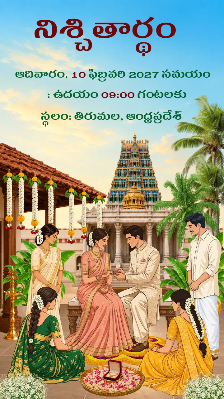 Telugu Wedding Invitation Video with Temple and Lotus Beauty