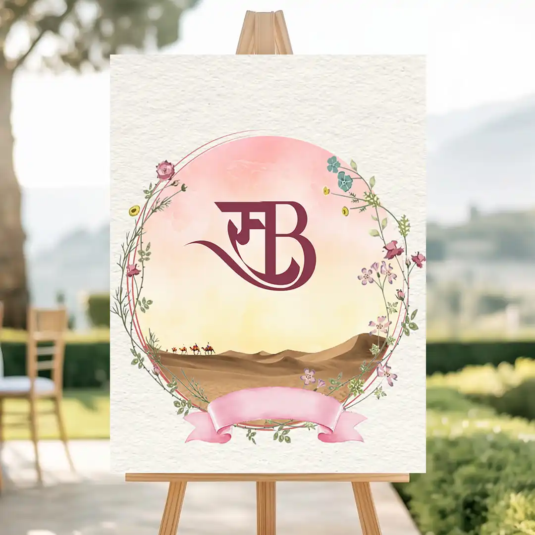 Dessert Theme Pink Wedding Initial Logo
