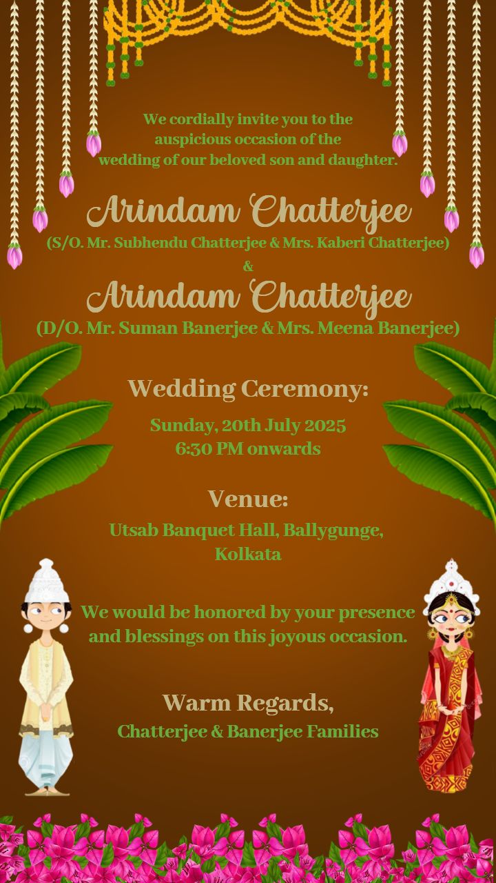 Creative bengali wedding invitation card