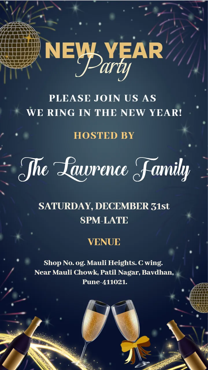 New Year Party Invitation Card Online for Your Special Event