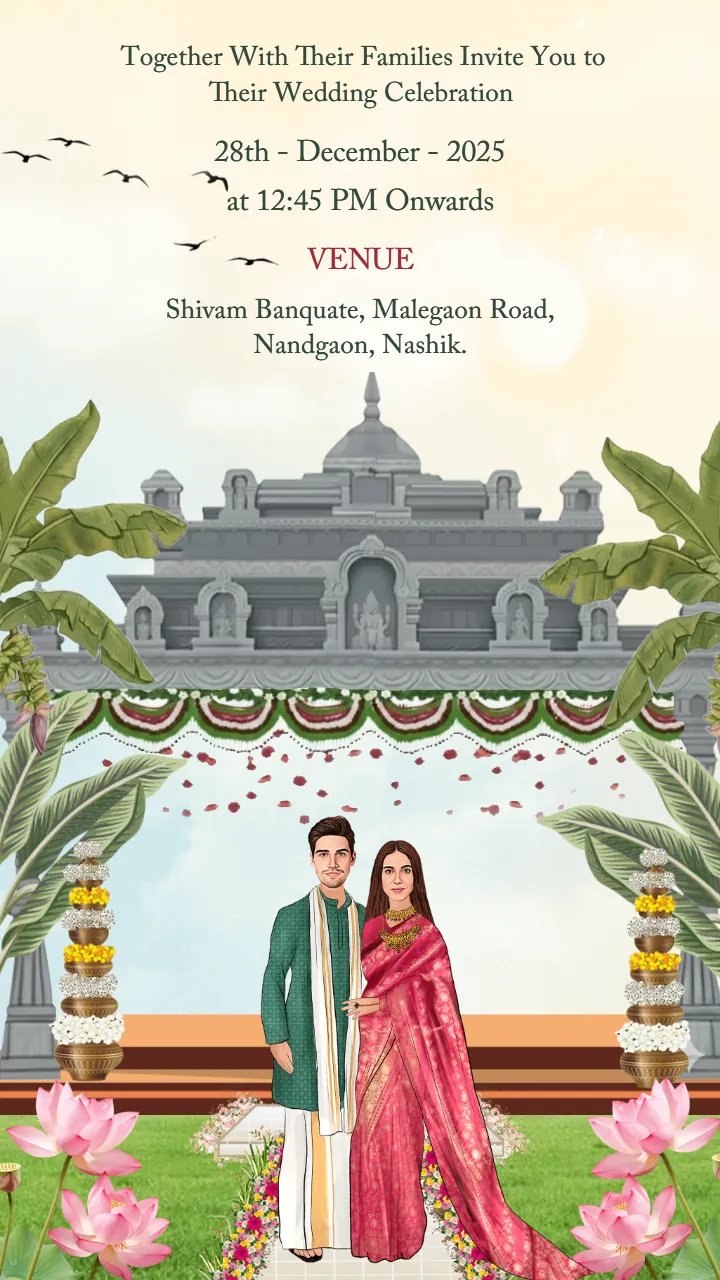 Wedding Invitation Video with Indian Temple Theme