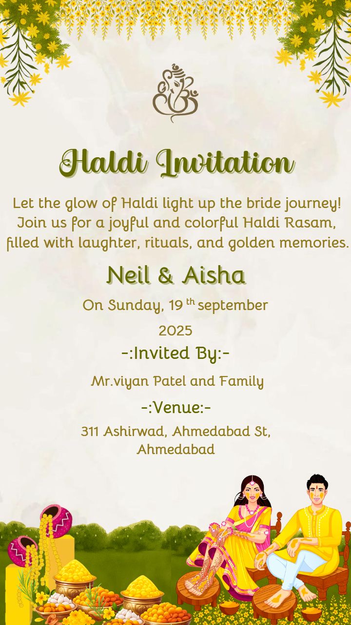Download Haldi Invitation Card with Indian Festive Art