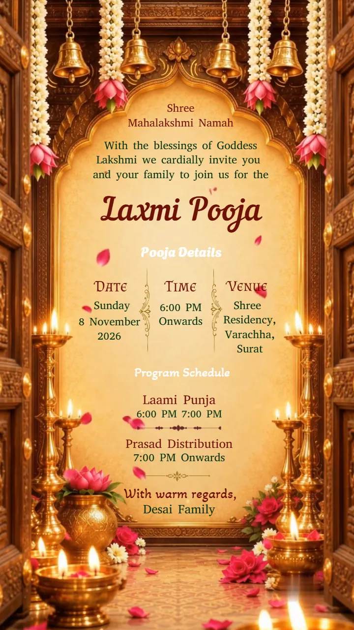 3D Laxmi Pooja Invitation Video for a Family Celebration