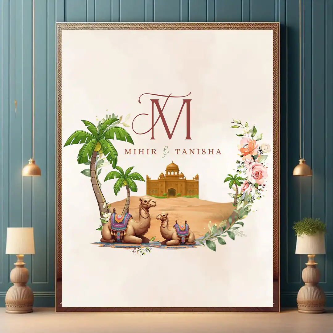 Wedding Monogram logo with Royal Rajasthani Theme
