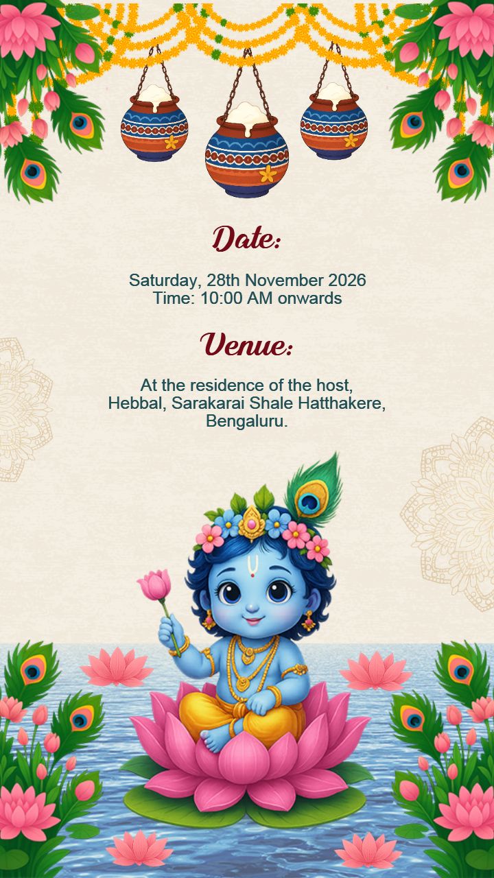 Invitation Video Of Seemantham Function With Krishna Theme