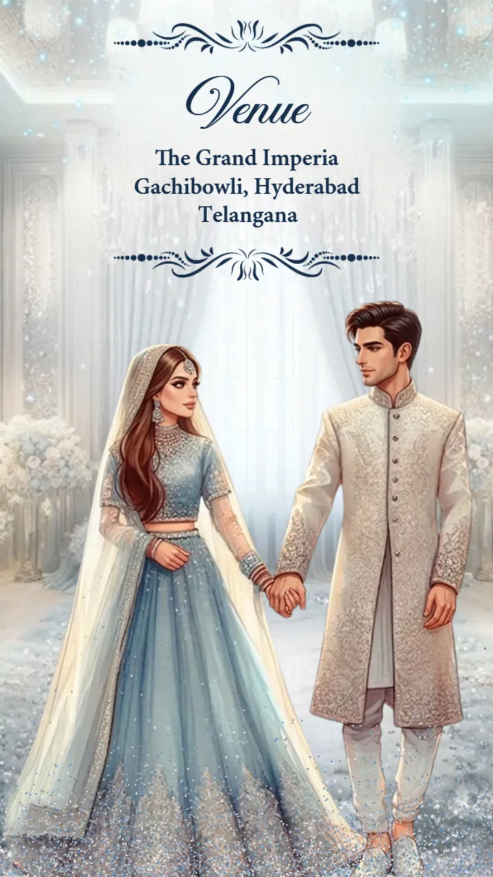 Engagement Invitation Card with Royal Blue Elegant Theme