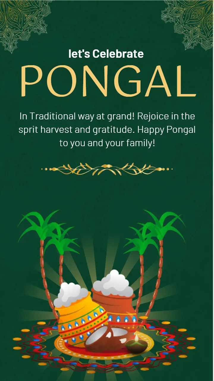Pongal Status Video in English with Traditional Pongal Pot